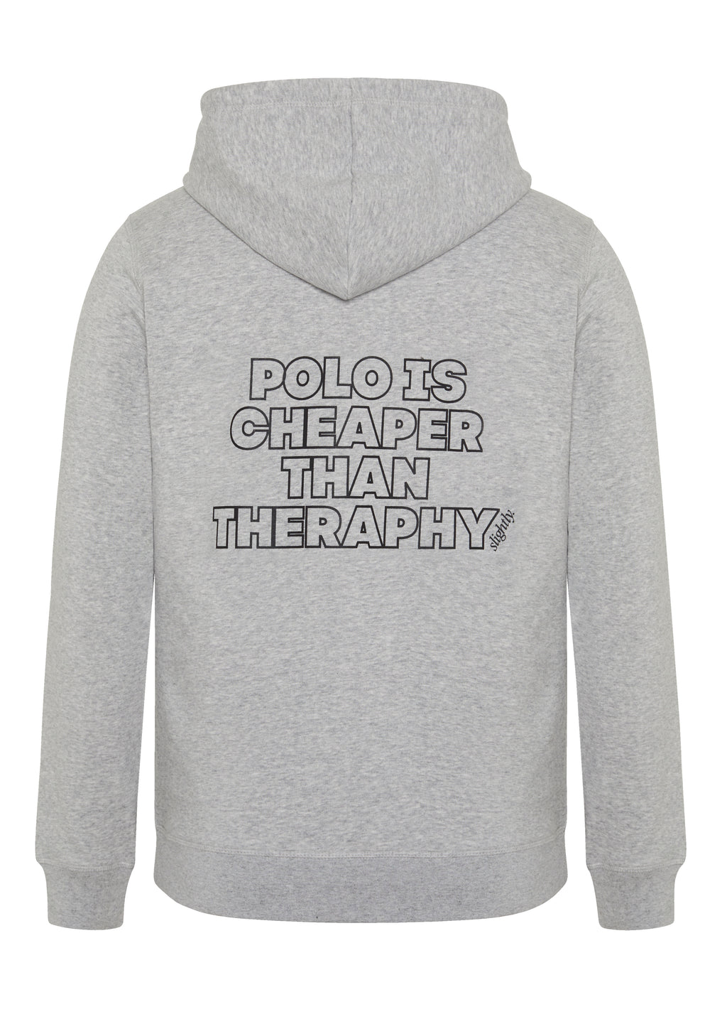 Hoodie "Polo is cheaper than Therapy" – Hellgrau