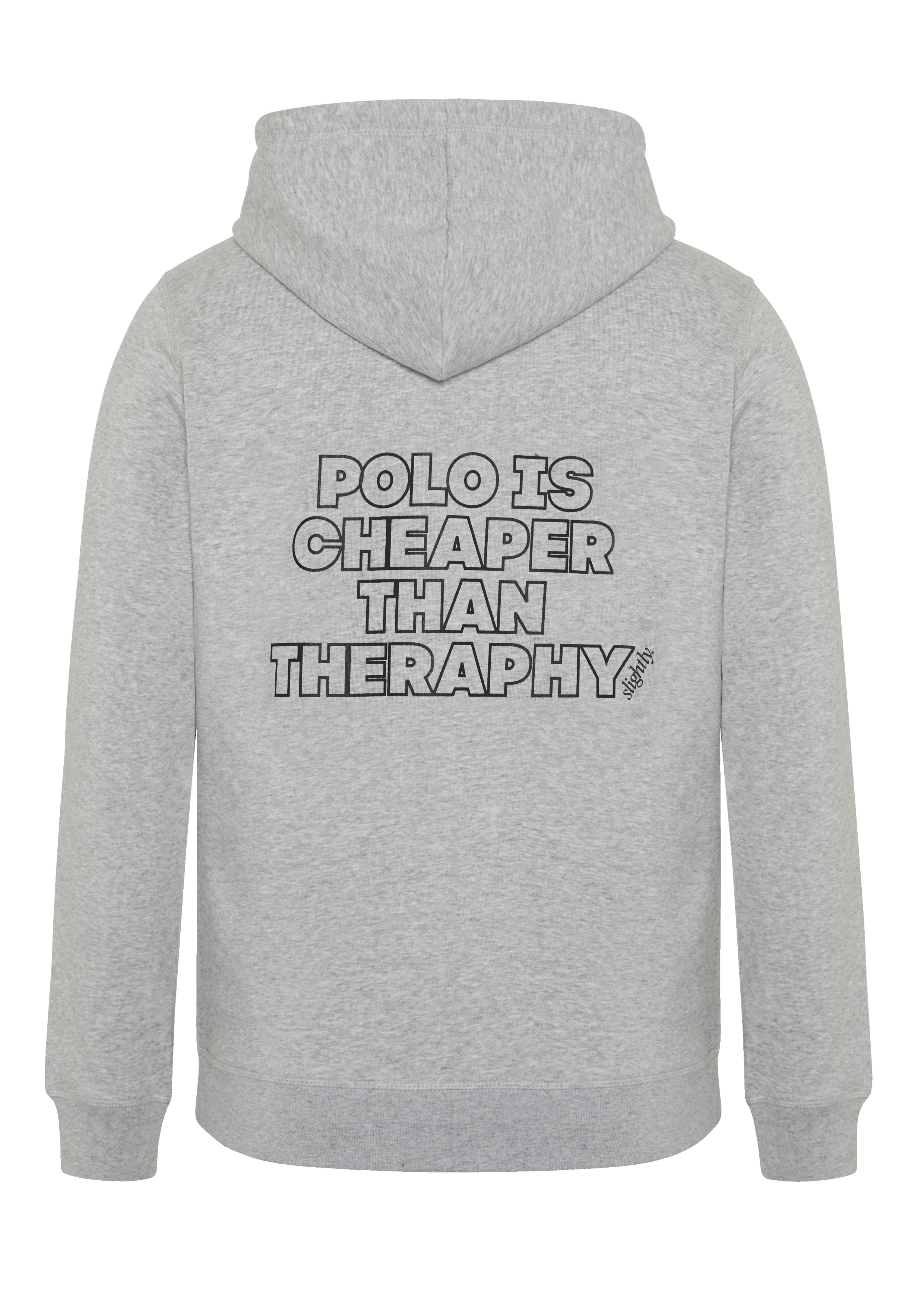 Hoodie "Polo is cheaper than Therapy" – Hellgrau